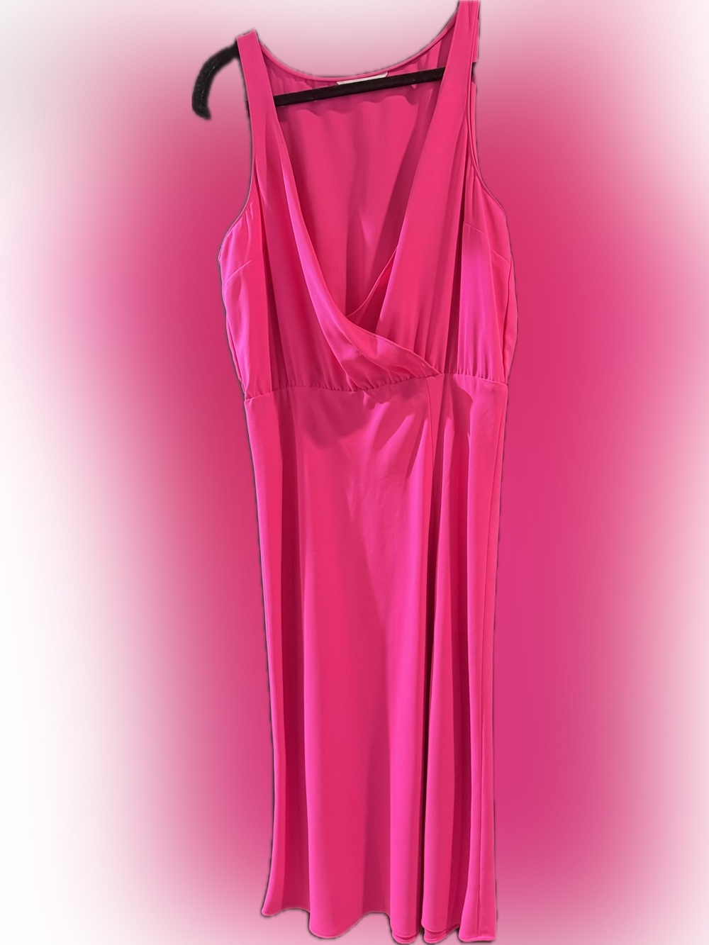 Amanda Uprichard Hot Pink Low Cut Midi Dress